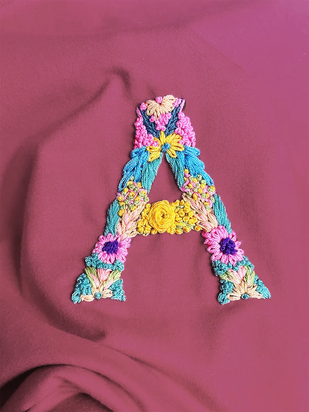 Pink - Unisex Hand Embroidered Oversize T-Shirt