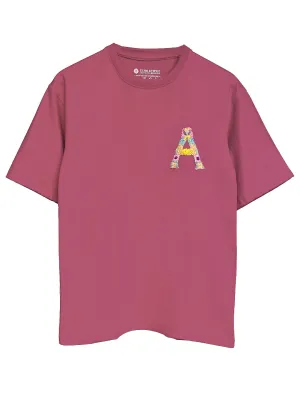 Pink - Unisex Hand Embroidered Oversize T-Shirt