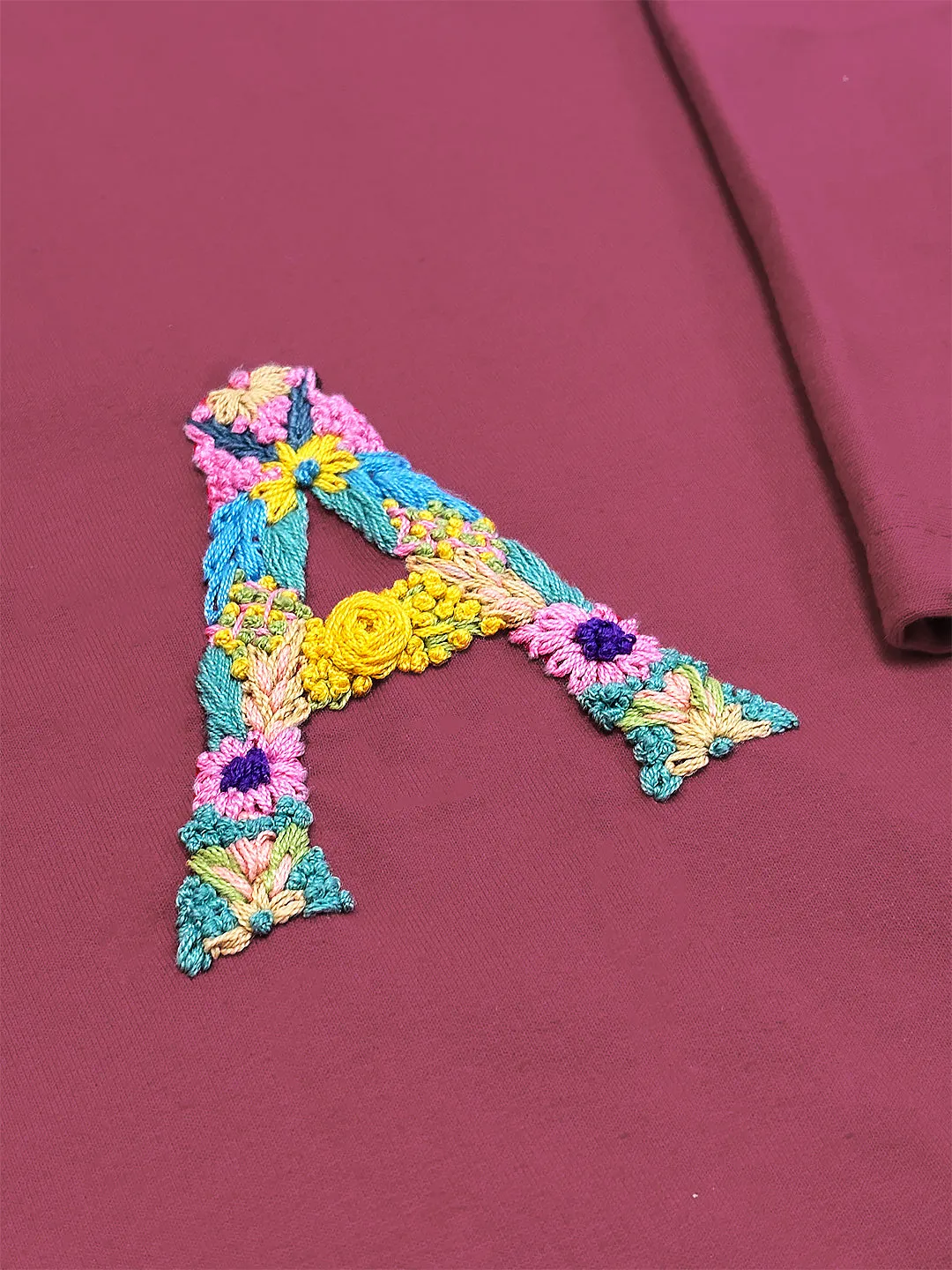 Pink - Unisex Hand Embroidered Oversize T-Shirt