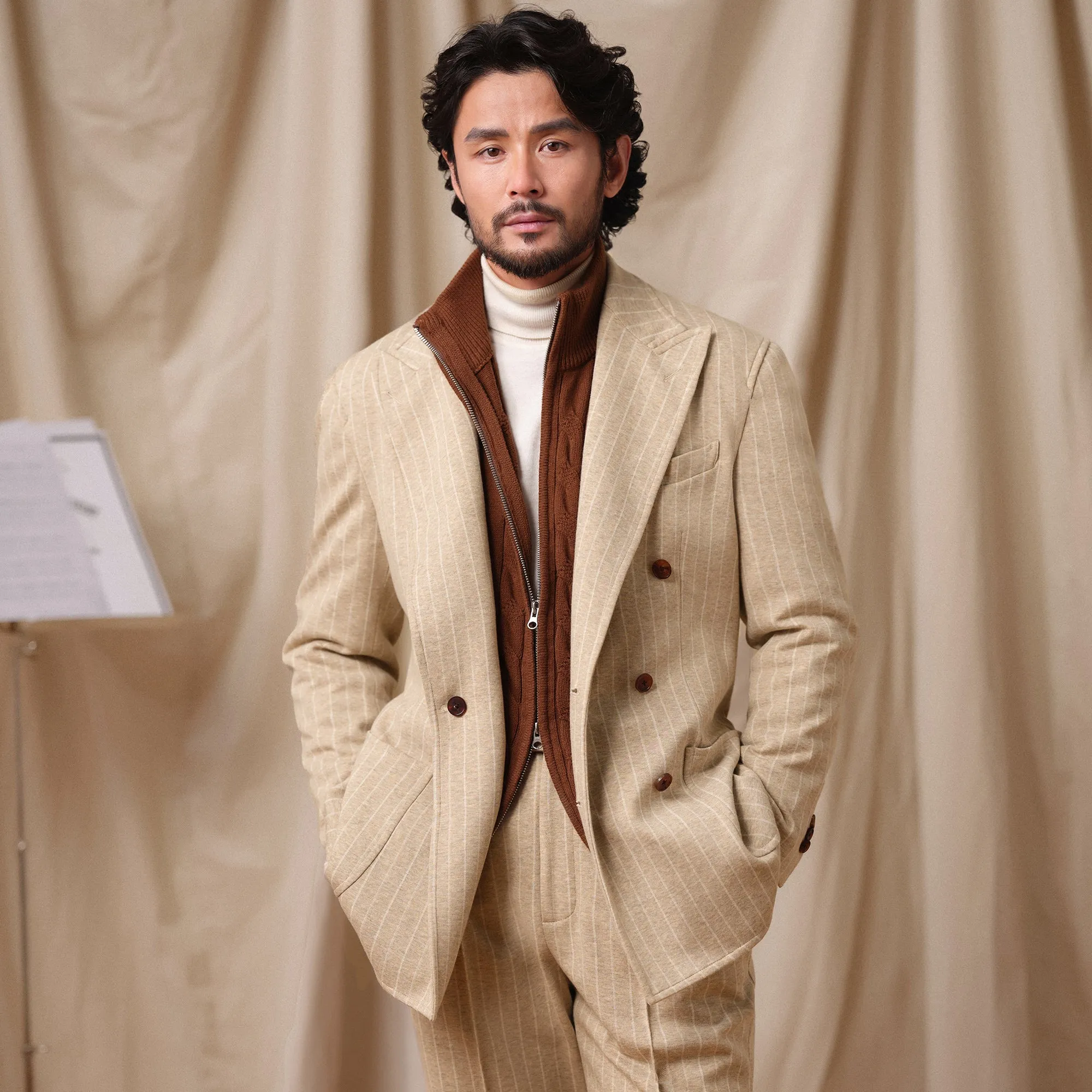 Pinstripe Double-Breasted Suit