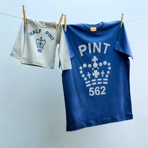 Pint & Half Pint t shirt set for dad and son/ daughter in navy / grey