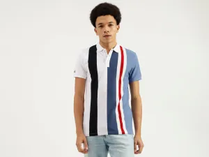 Polo Neck Striped Pattern T-Shirt