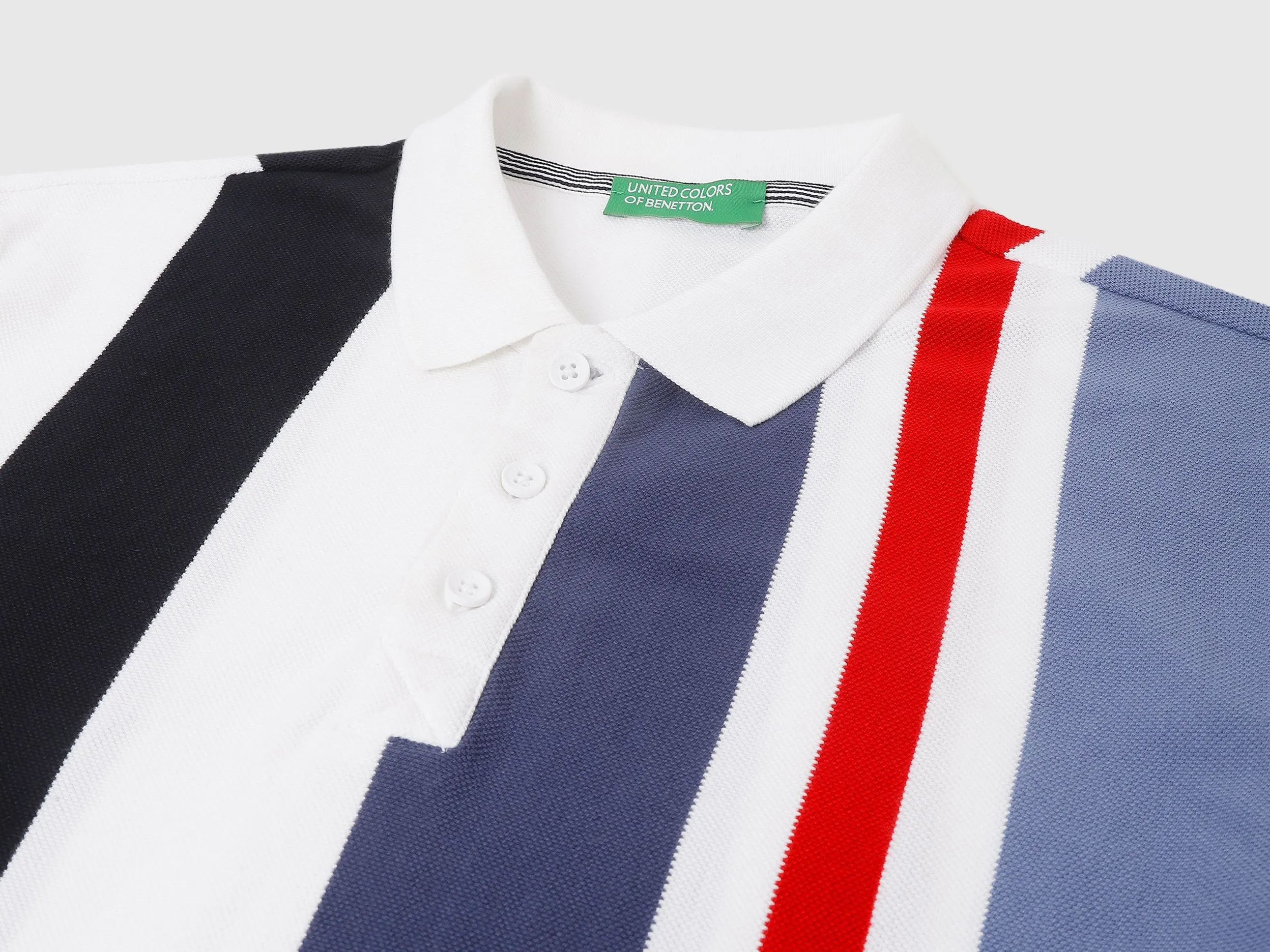Polo Neck Striped Pattern T-Shirt