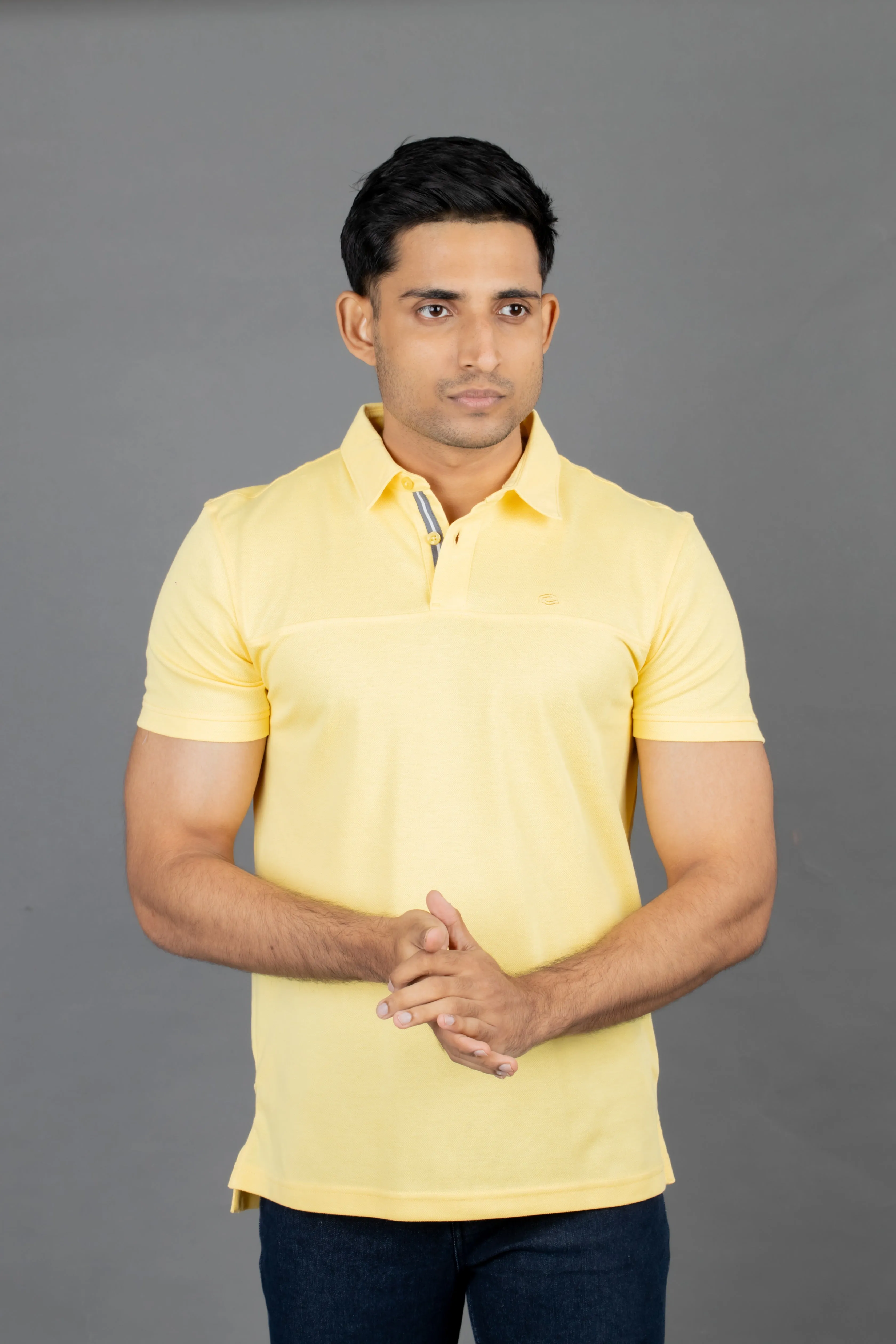 Polo Pique Solid Slim Fit-Lemon