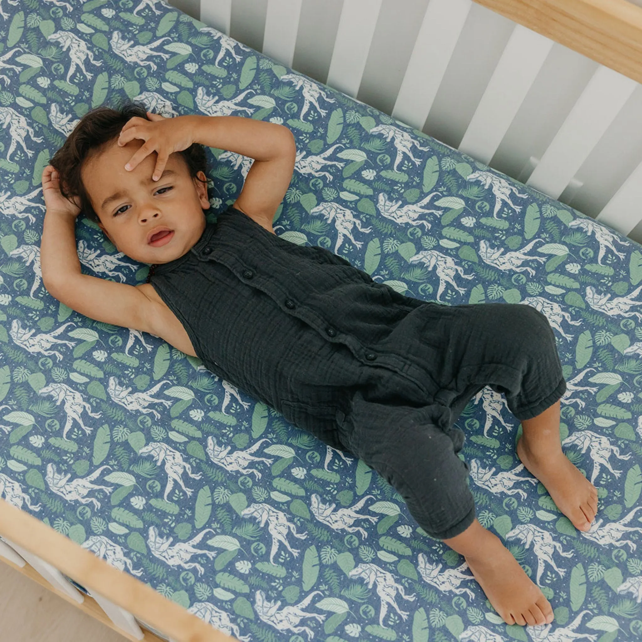 Premium Knit Fitted Crib Sheet - Jurassic Park