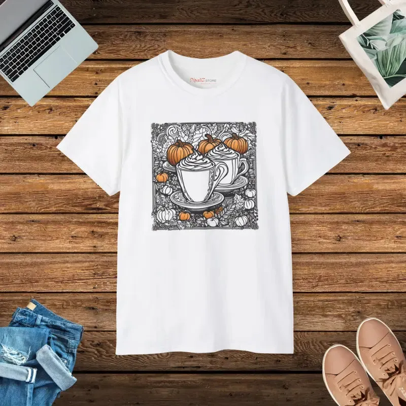 Pumpkin Spice Latte Mug Cotton Tee for Fall