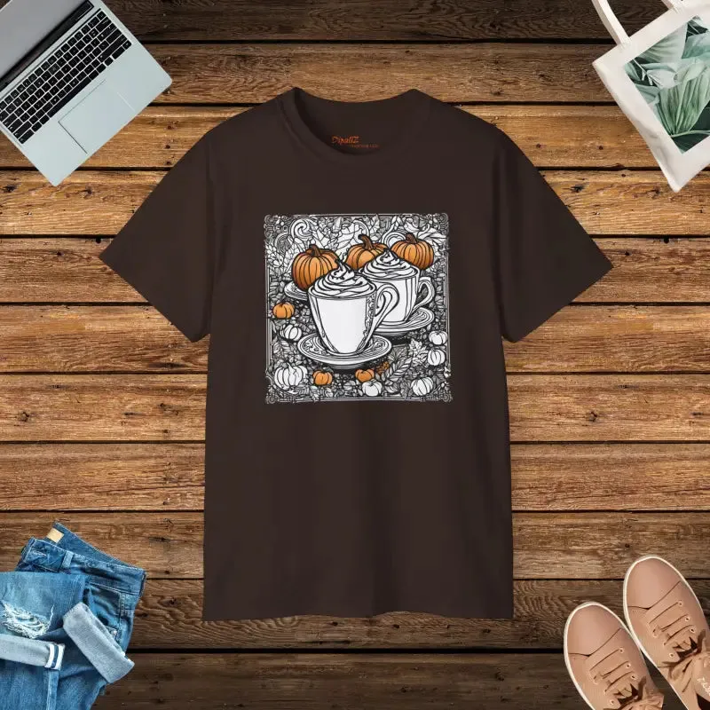 Pumpkin Spice Latte Mug Cotton Tee for Fall