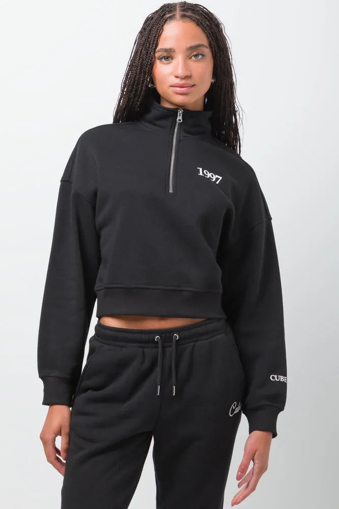 Quarter Zip Top Black