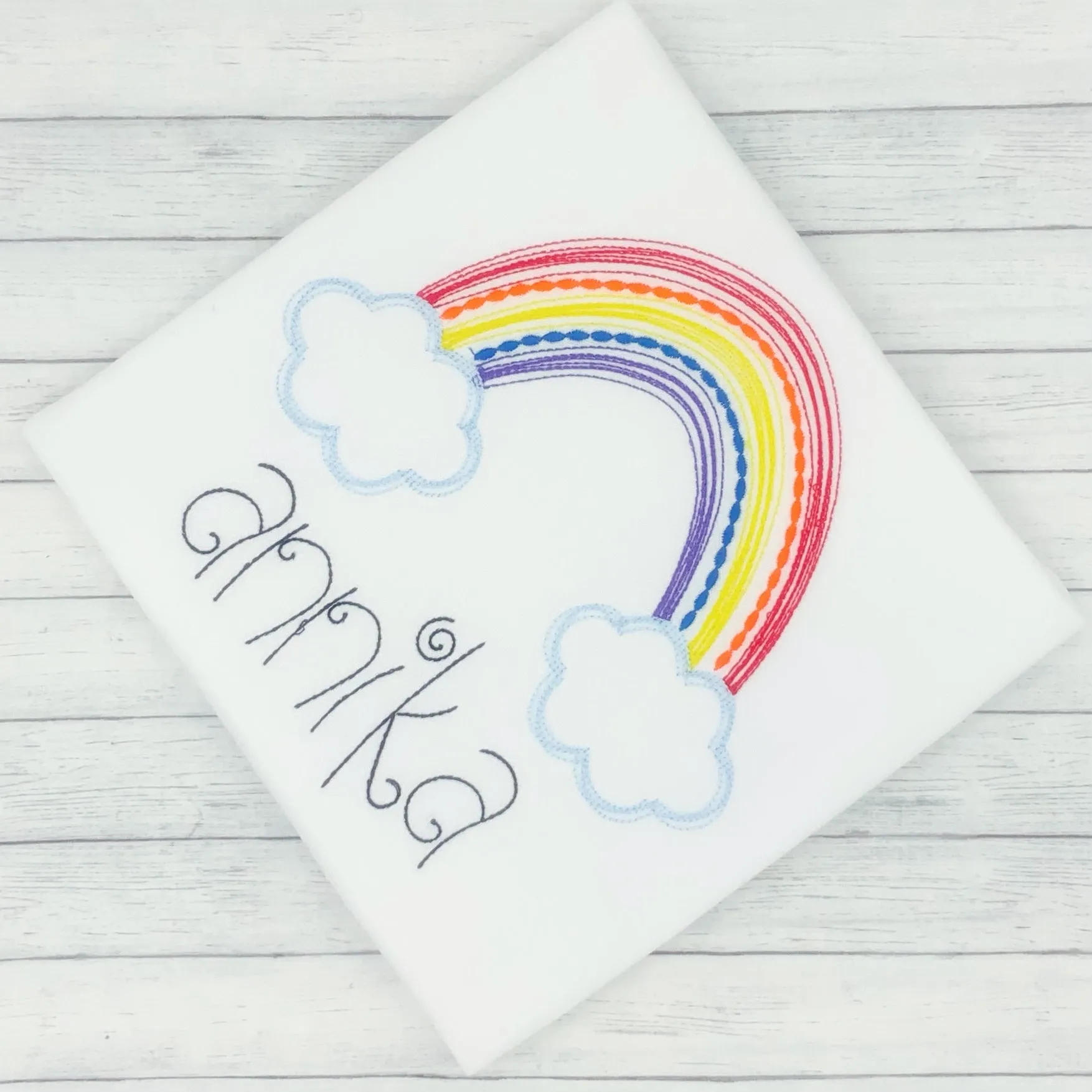Rainbow w/ Clouds Name Shirt