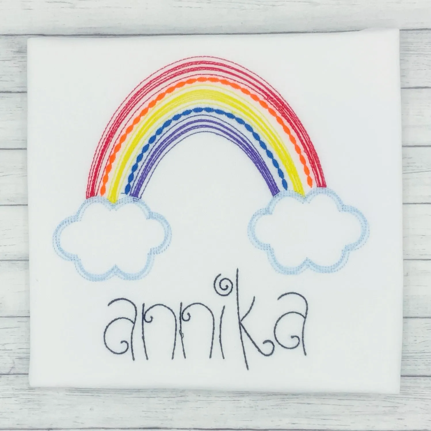 Rainbow w/ Clouds Name Shirt