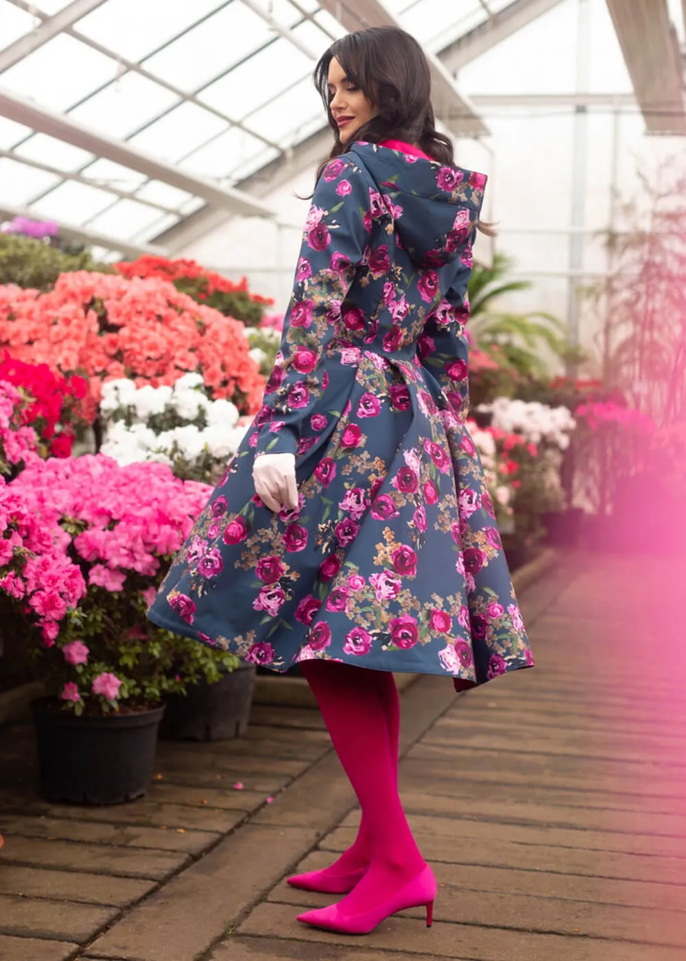 RainSisters Misty Rose Waterafstotende 50's Regenjas Blauw