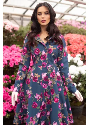 RainSisters Misty Rose Waterafstotende 50's Regenjas Blauw
