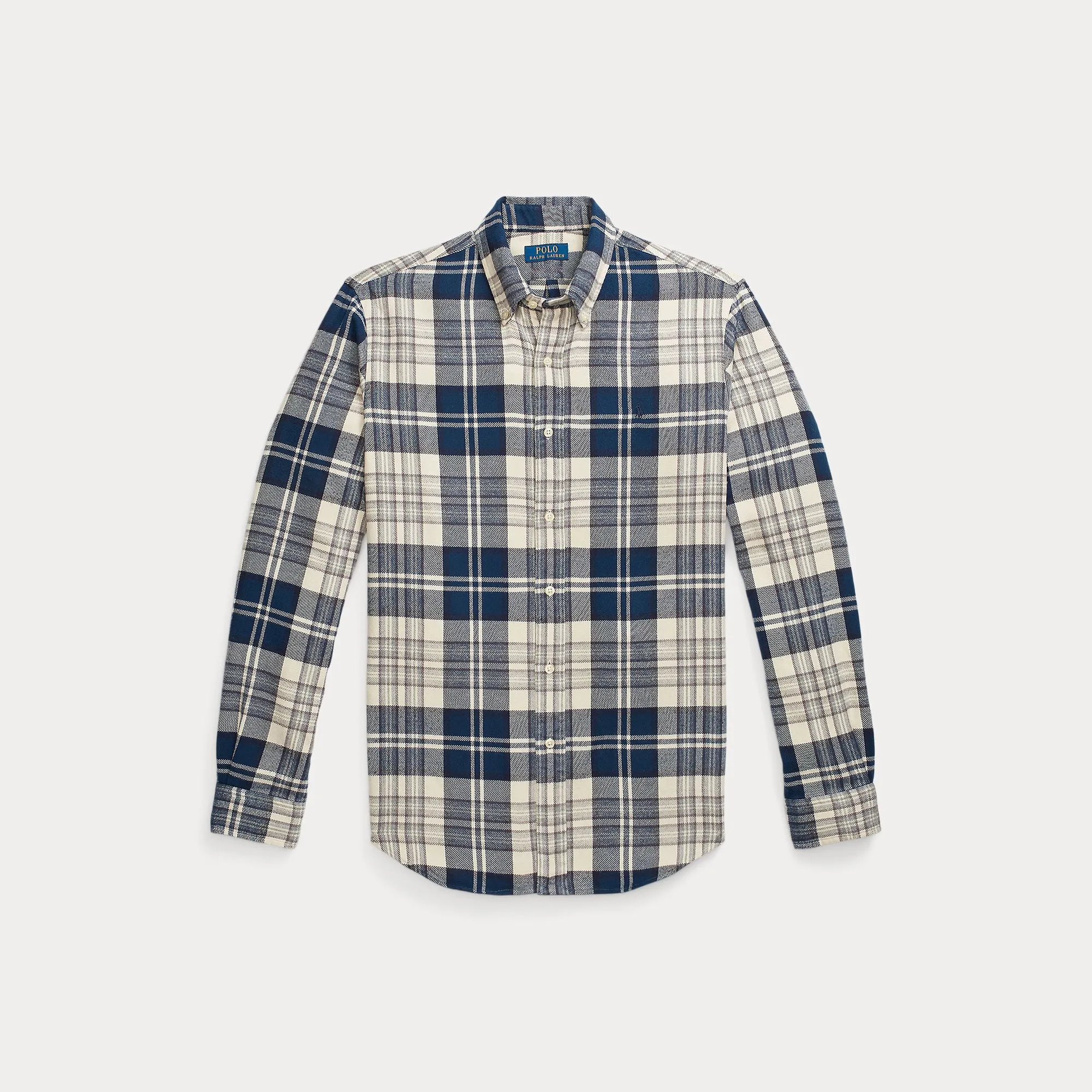 Ralph Lauren Mens Sport shirt Olive/Brown and White/Navy