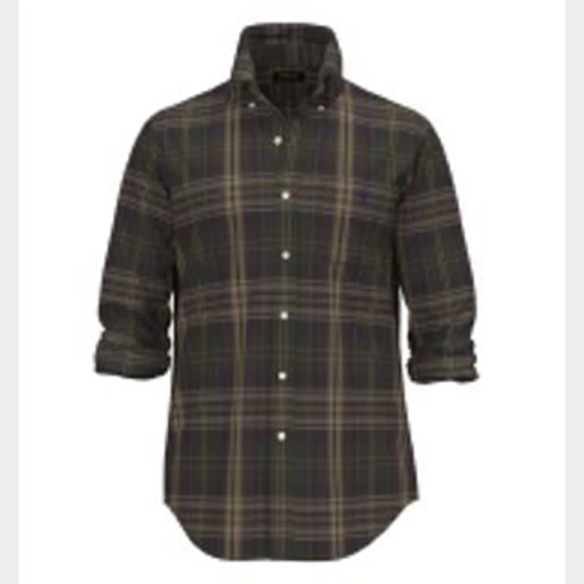 Ralph Lauren Mens Sport shirt Olive/Brown and White/Navy