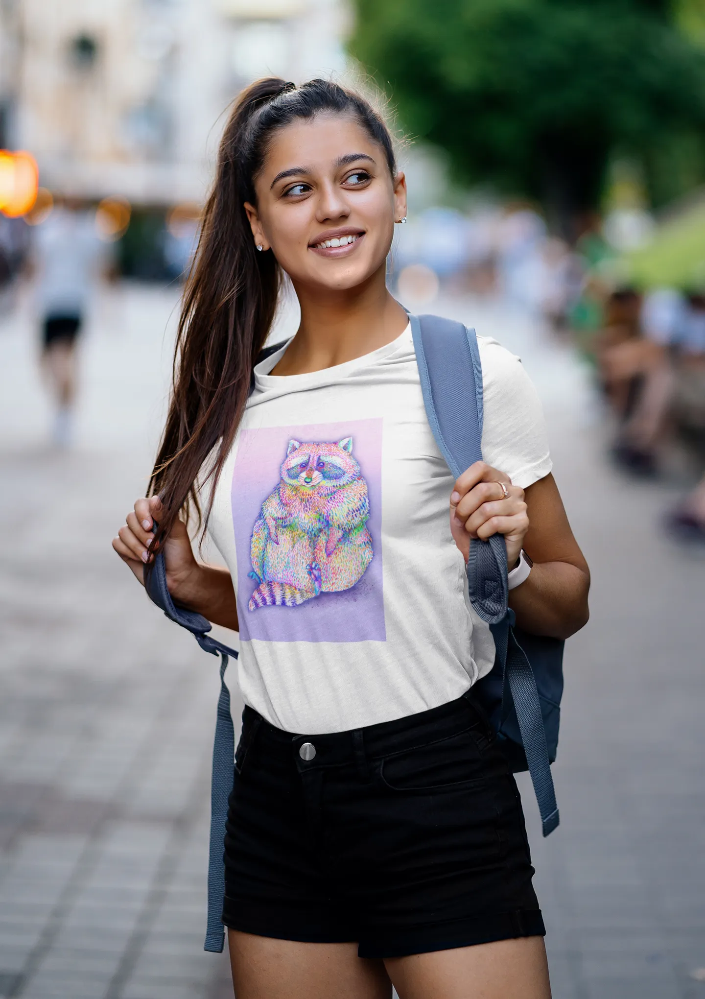 Rascal Raccoon Unisex Jersey Short Sleeve Tee - Designed by Sadie Rothenberg (White)