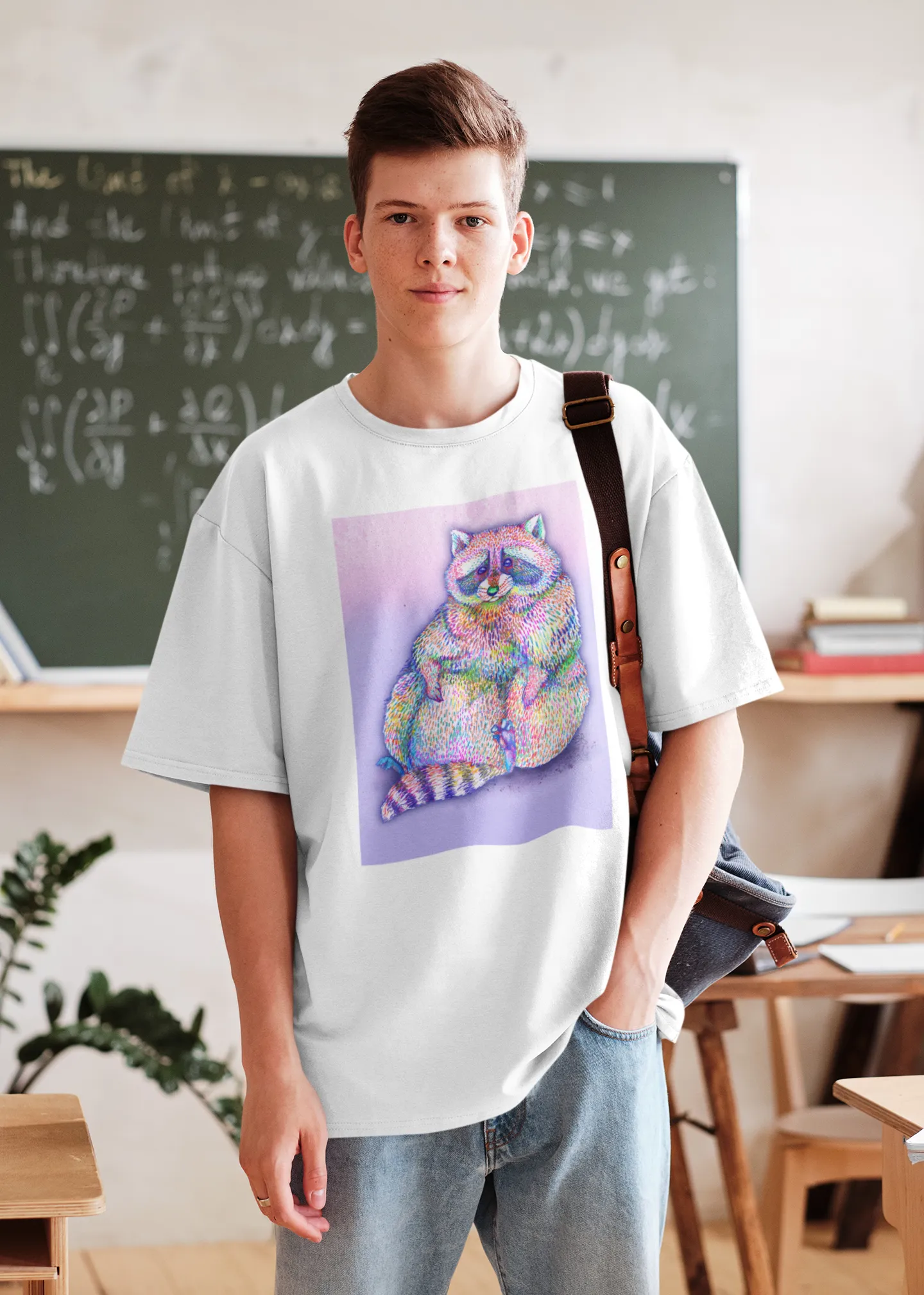 Rascal Raccoon Unisex Jersey Short Sleeve Tee - Designed by Sadie Rothenberg (White)