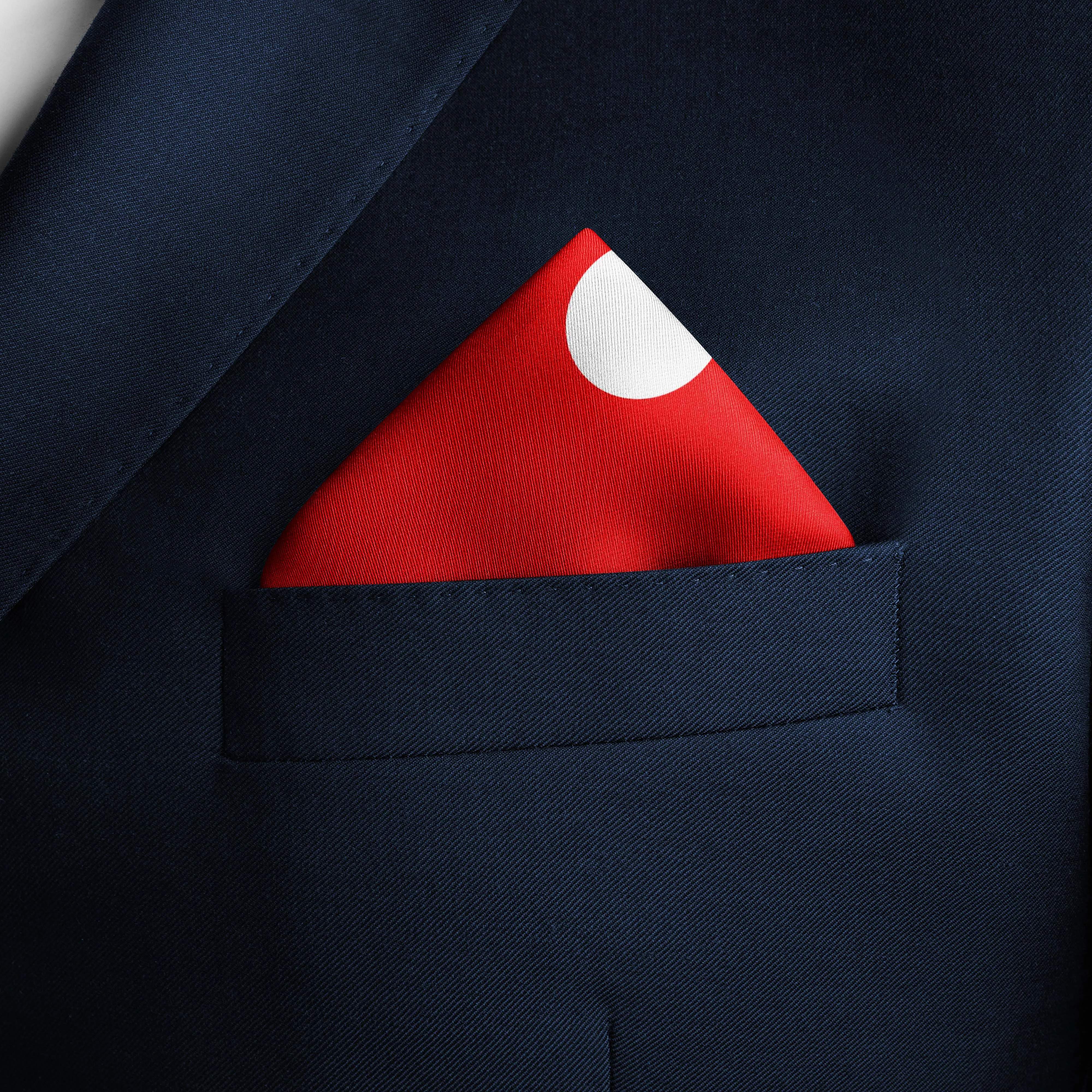 RED LARGE POLKA DOTS SILK POCKET SQUARE