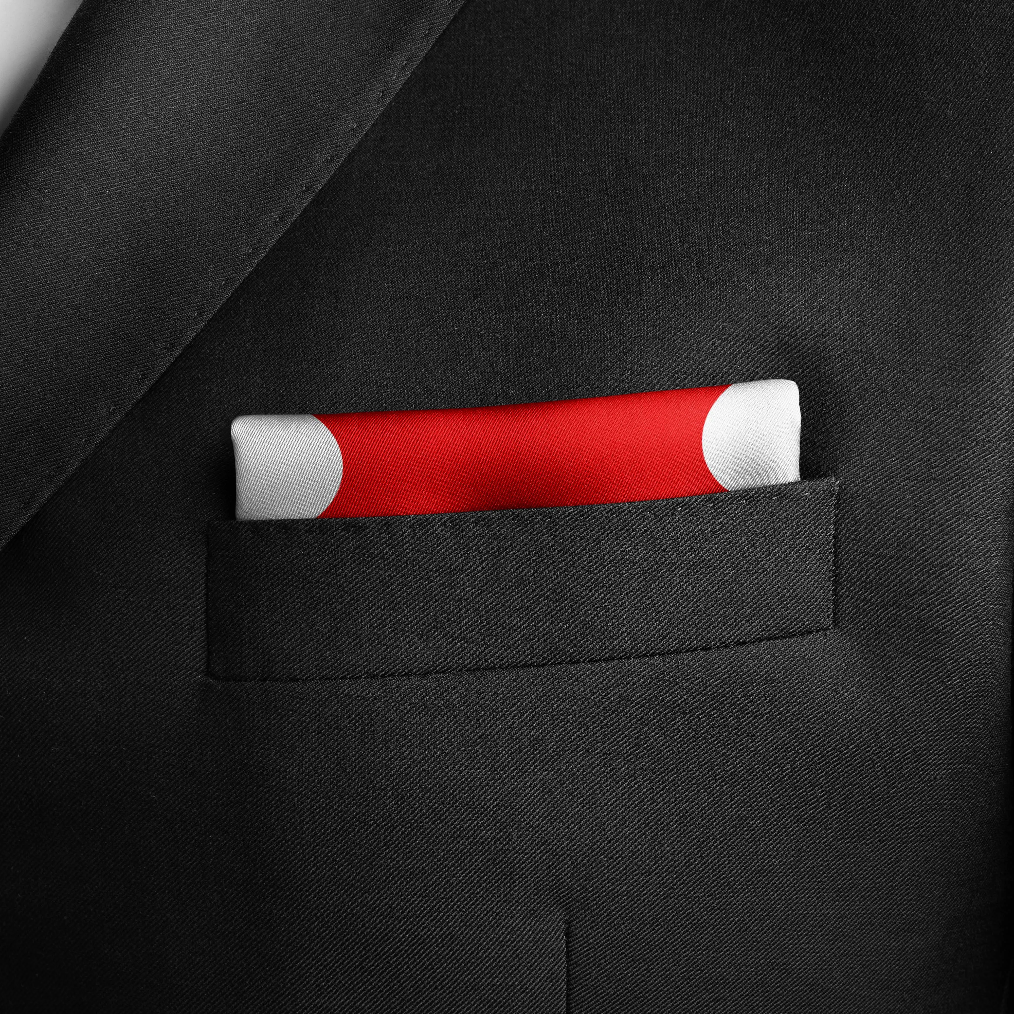 RED LARGE POLKA DOTS SILK POCKET SQUARE