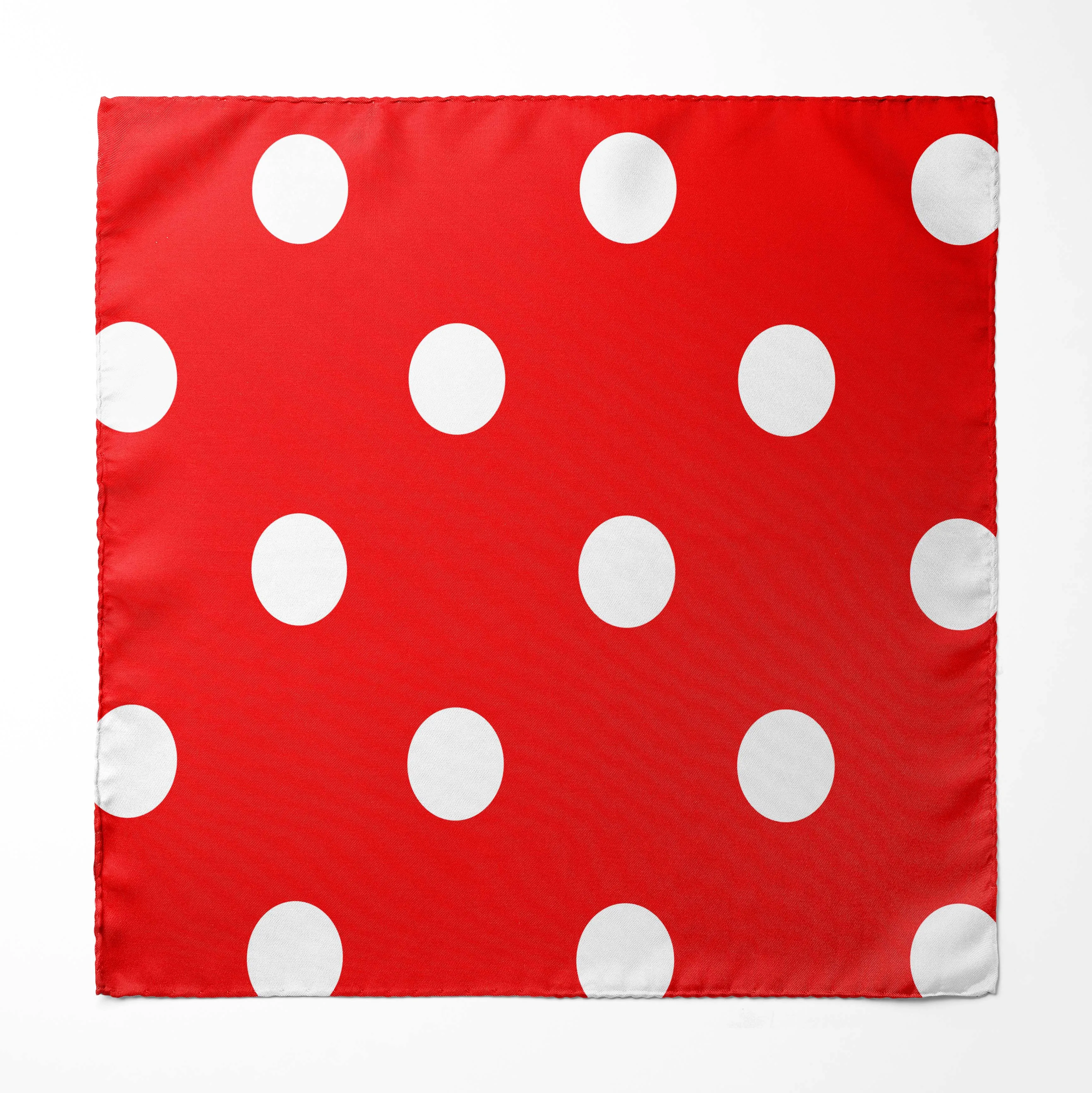 RED LARGE POLKA DOTS SILK POCKET SQUARE