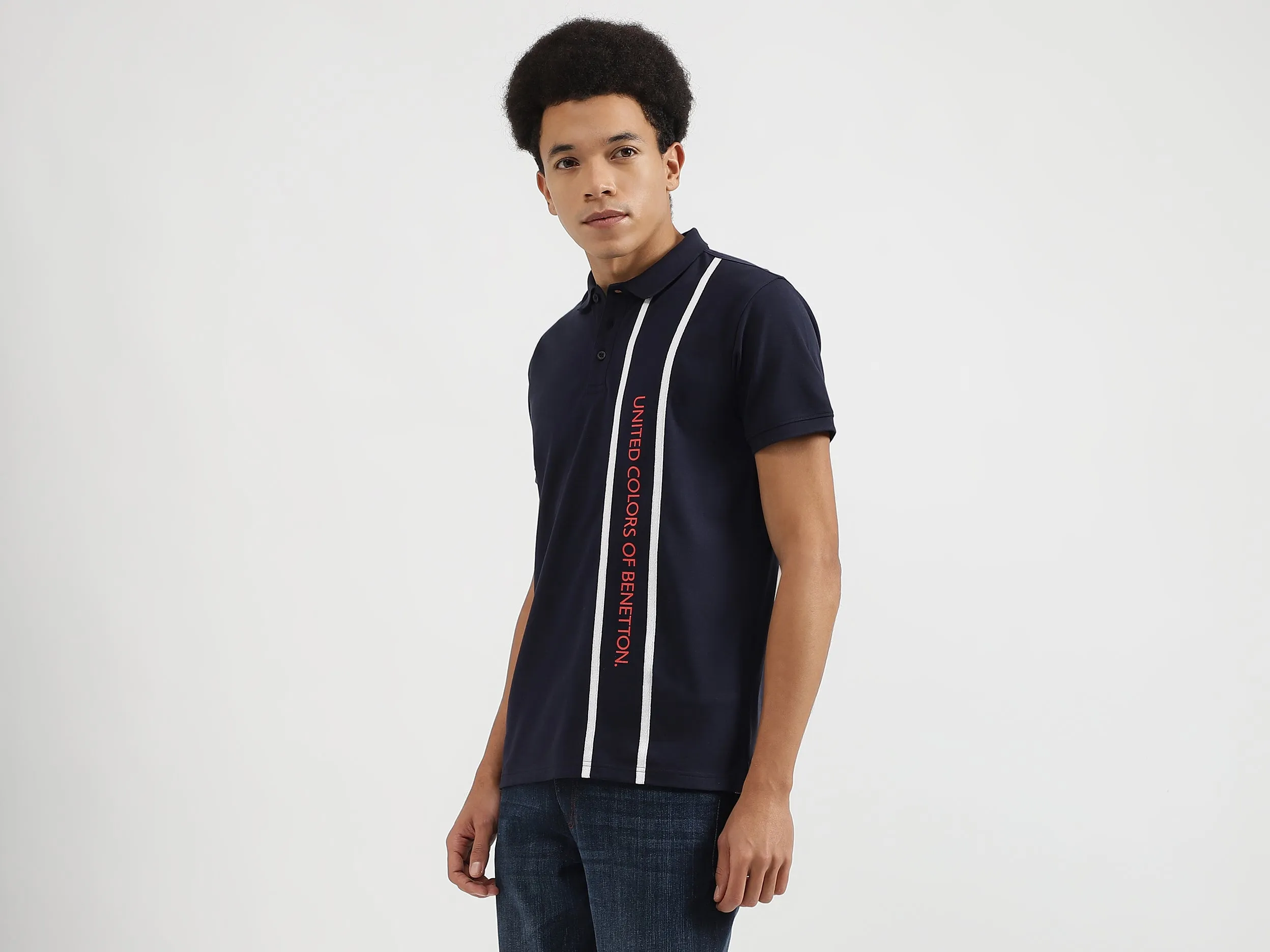 Regular Fit Polo Neck Printed T-Shirts