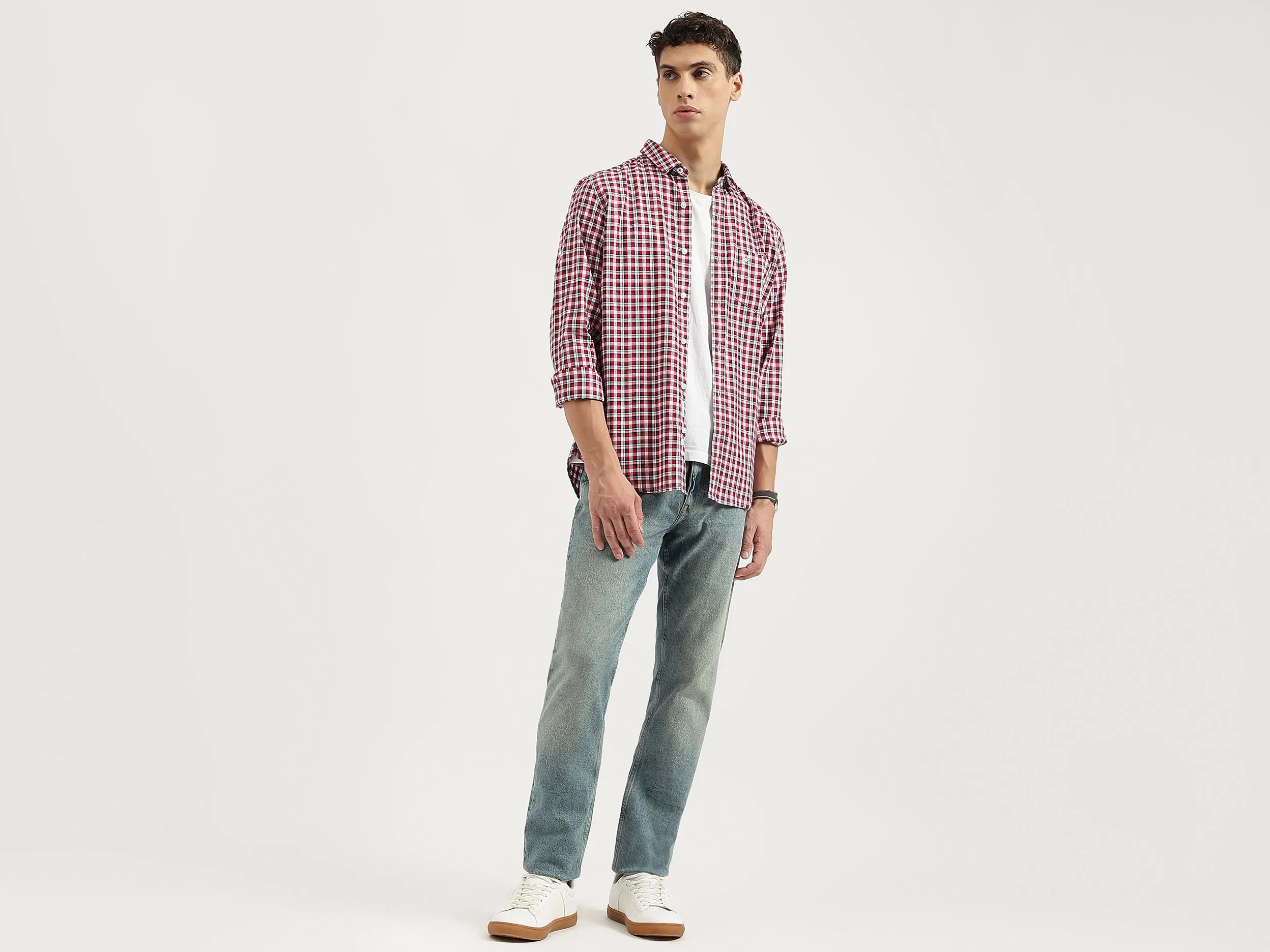 Regular Fit Spread Collar Checkered Shirts