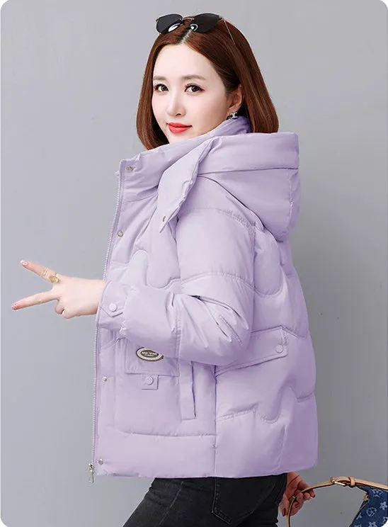 Relaxed-fit Quilted Puffer Jacket for Women with Full Zip