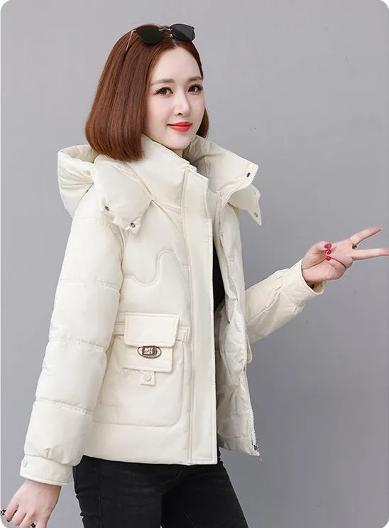 Relaxed-fit Quilted Puffer Jacket for Women with Full Zip