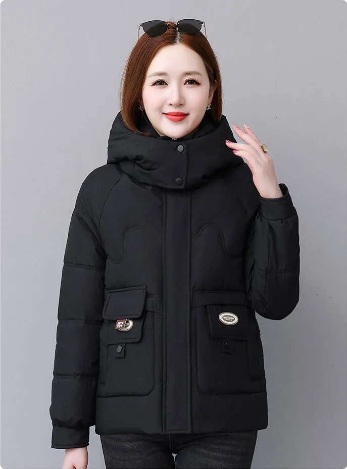 Relaxed-fit Quilted Puffer Jacket for Women with Full Zip