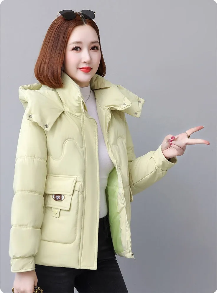 Relaxed-fit Quilted Puffer Jacket for Women with Full Zip
