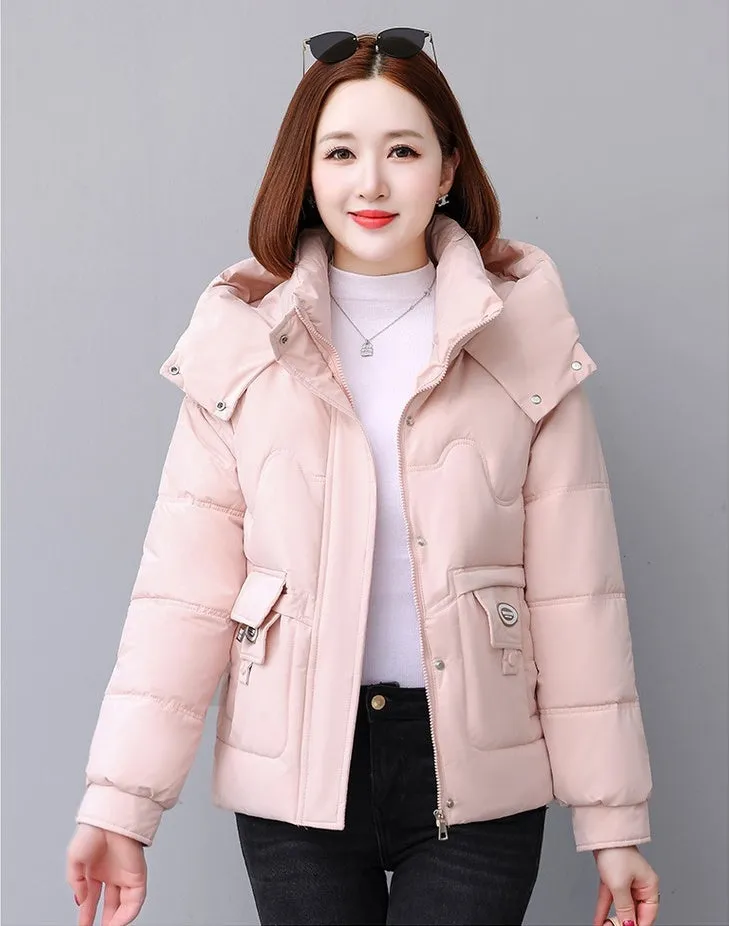 Relaxed-fit Quilted Puffer Jacket for Women with Full Zip