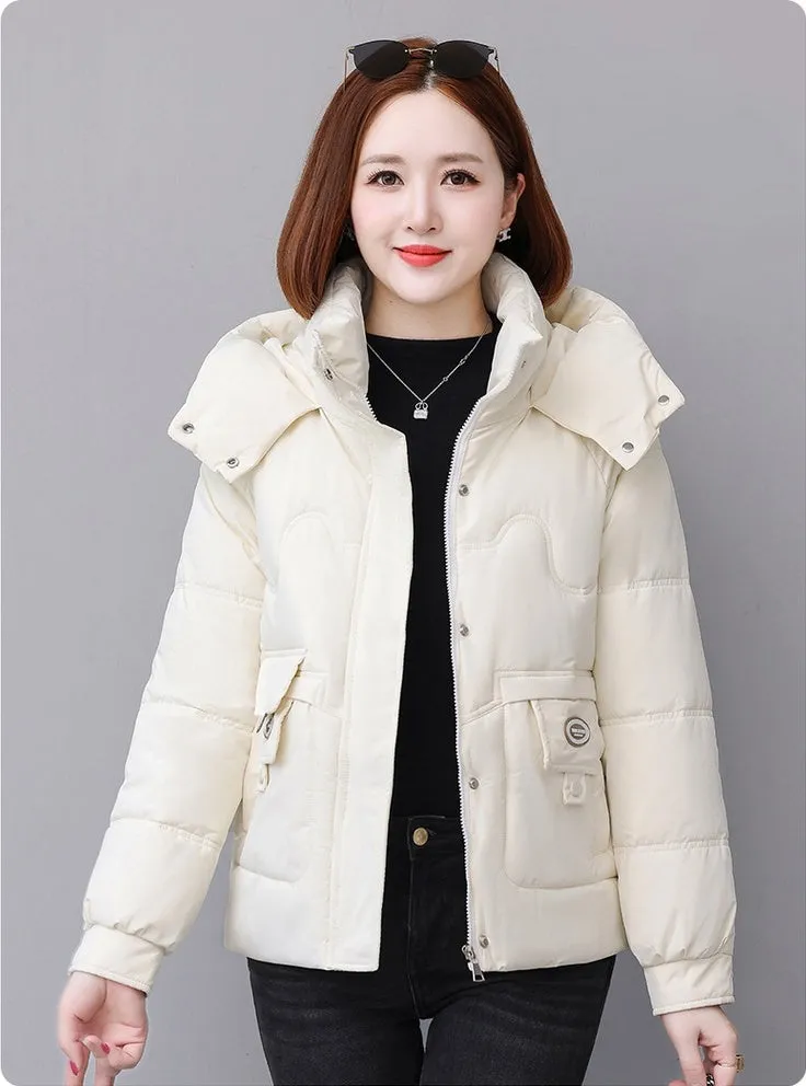 Relaxed-fit Quilted Puffer Jacket for Women with Full Zip