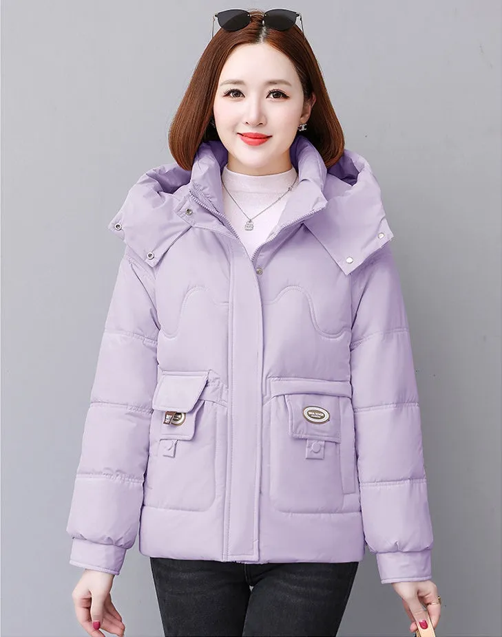 Relaxed-fit Quilted Puffer Jacket for Women with Full Zip