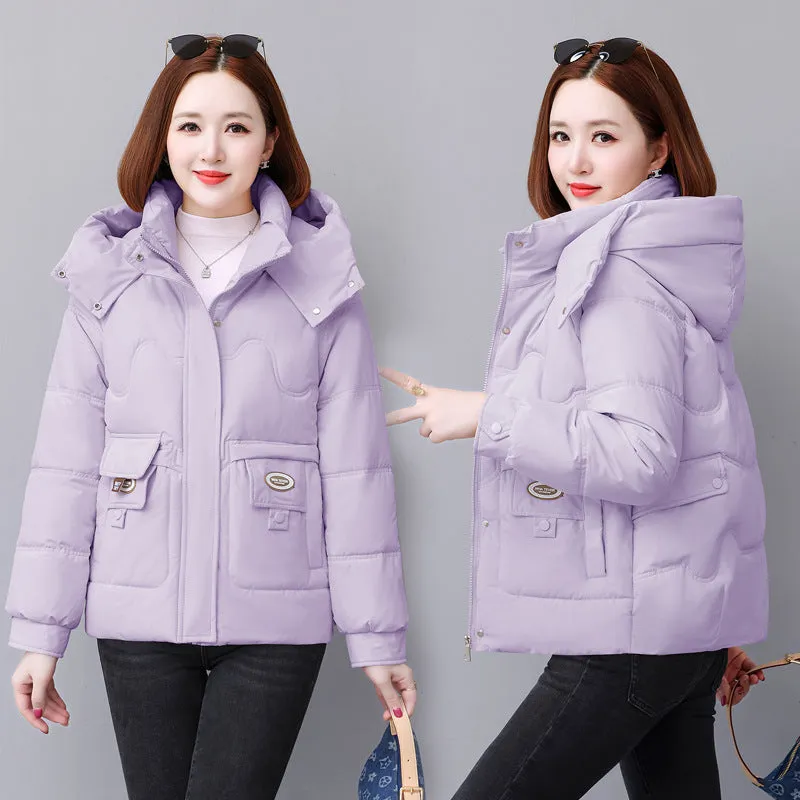 Relaxed-fit Quilted Puffer Jacket for Women with Full Zip