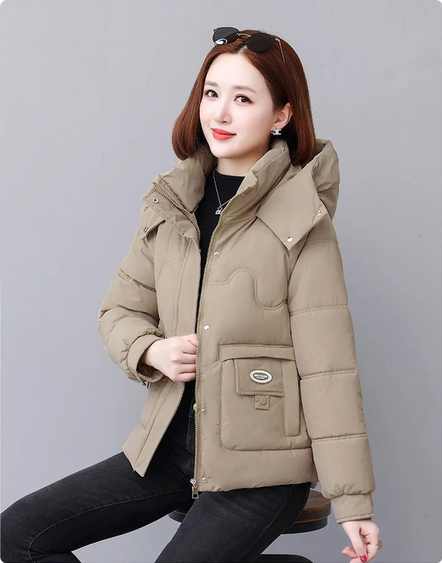 Relaxed-fit Quilted Puffer Jacket for Women with Full Zip