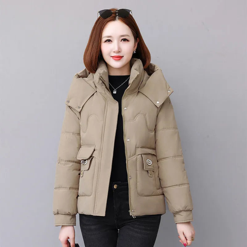 Relaxed-fit Quilted Puffer Jacket for Women with Full Zip