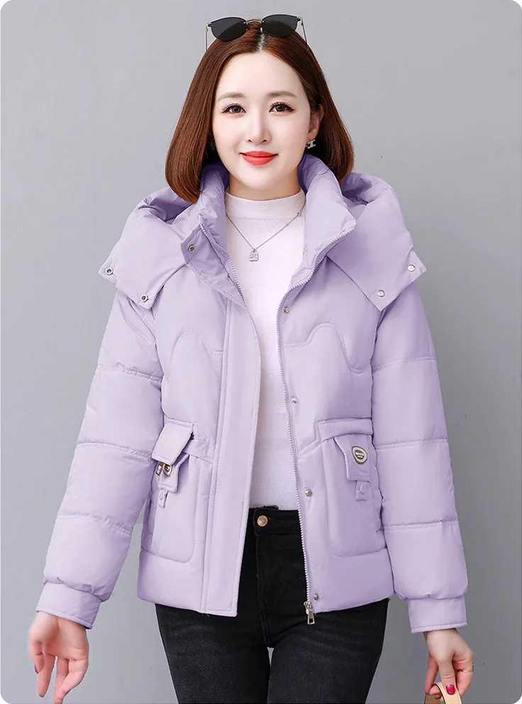 Relaxed-fit Quilted Puffer Jacket for Women with Full Zip