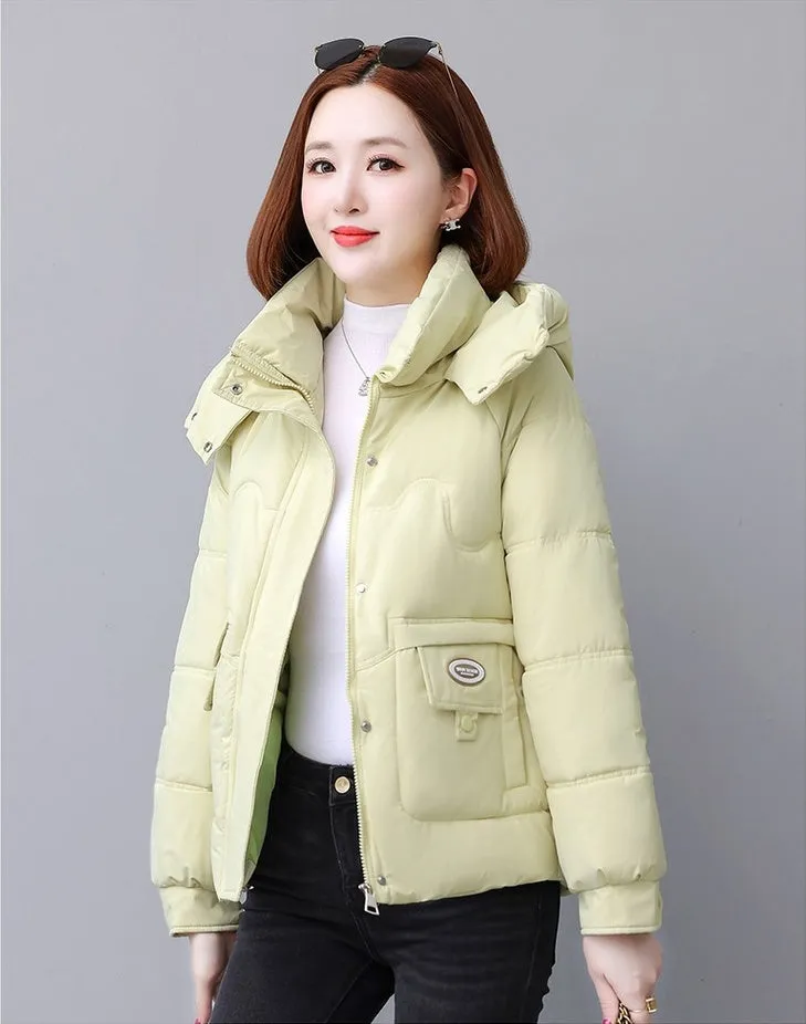 Relaxed-fit Quilted Puffer Jacket for Women with Full Zip