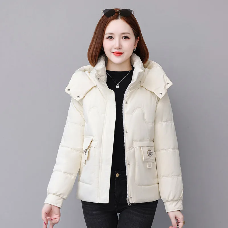 Relaxed-fit Quilted Puffer Jacket for Women with Full Zip