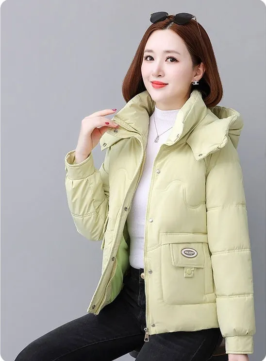 Relaxed-fit Quilted Puffer Jacket for Women with Full Zip