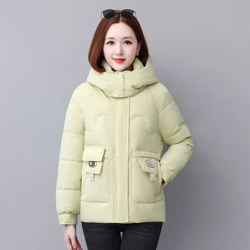 Relaxed-fit Quilted Puffer Jacket for Women with Full Zip