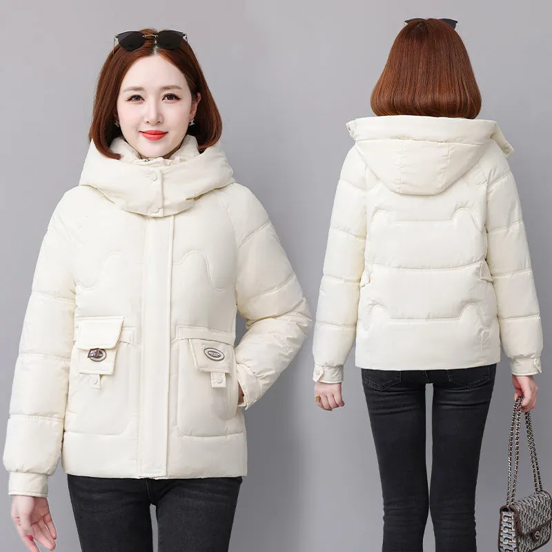 Relaxed-fit Quilted Puffer Jacket for Women with Full Zip
