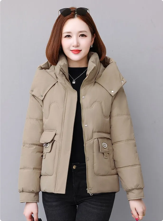 Relaxed-fit Quilted Puffer Jacket for Women with Full Zip