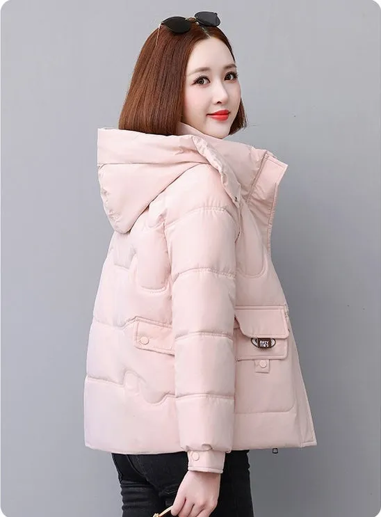 Relaxed-fit Quilted Puffer Jacket for Women with Full Zip