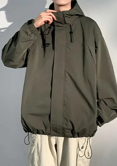 Relaxed-Fit Solid Rain Coat with Drawstring Hem for Men