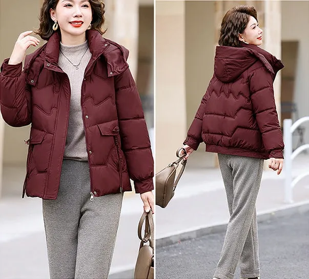 Relaxed-fit Waterproof Zip-up Women's Puffer Jacket with Flap Pockets