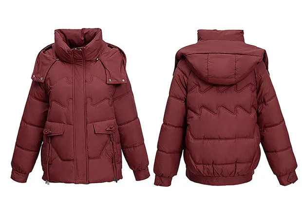 Relaxed-fit Waterproof Zip-up Women's Puffer Jacket with Flap Pockets