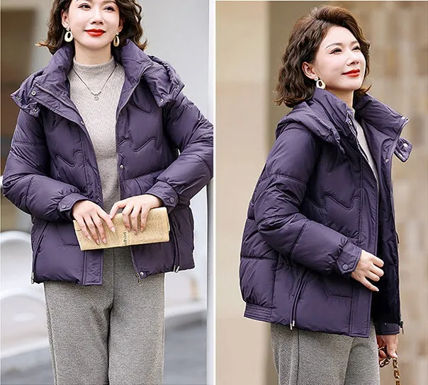 Relaxed-fit Waterproof Zip-up Women's Puffer Jacket with Flap Pockets