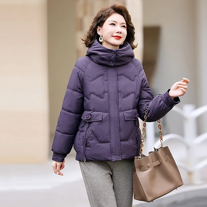 Relaxed-fit Waterproof Zip-up Women's Puffer Jacket with Flap Pockets