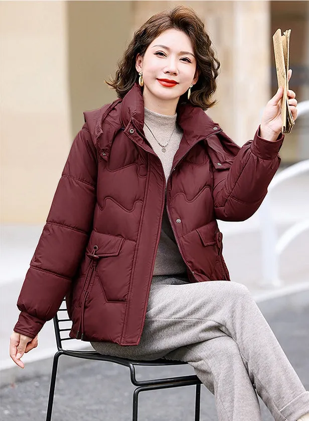 Relaxed-fit Waterproof Zip-up Women's Puffer Jacket with Flap Pockets