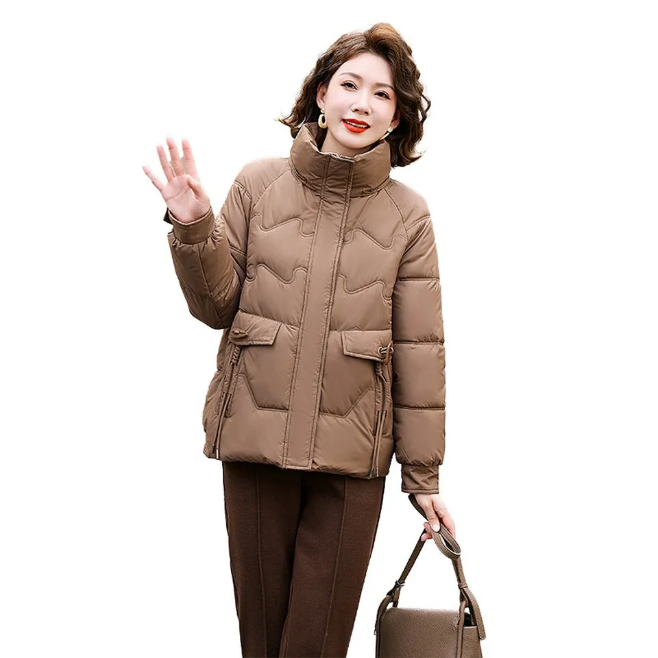 Relaxed-fit Waterproof Zip-up Women's Puffer Jacket with Flap Pockets